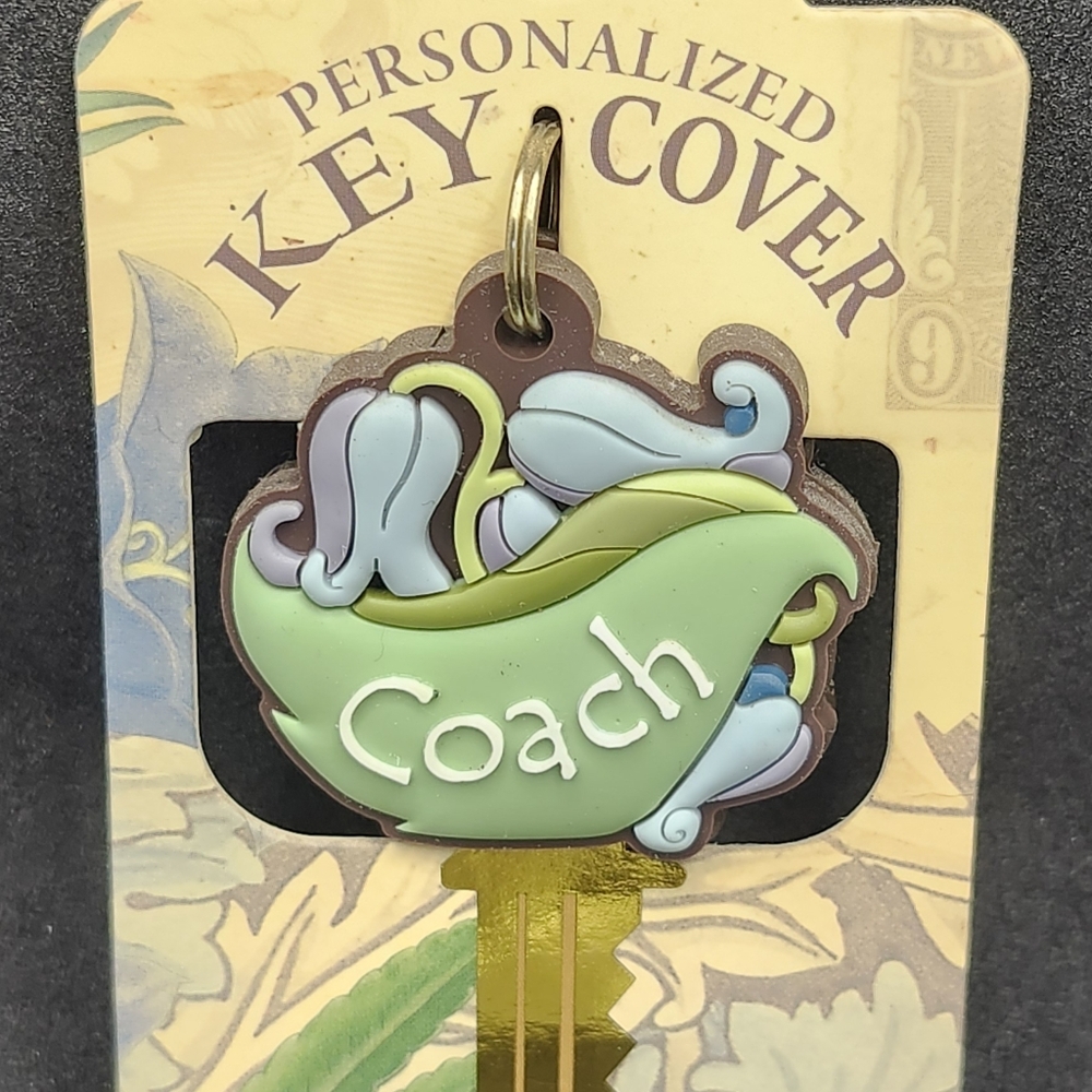 Coach Personalized Key Cover with Leaf Design
